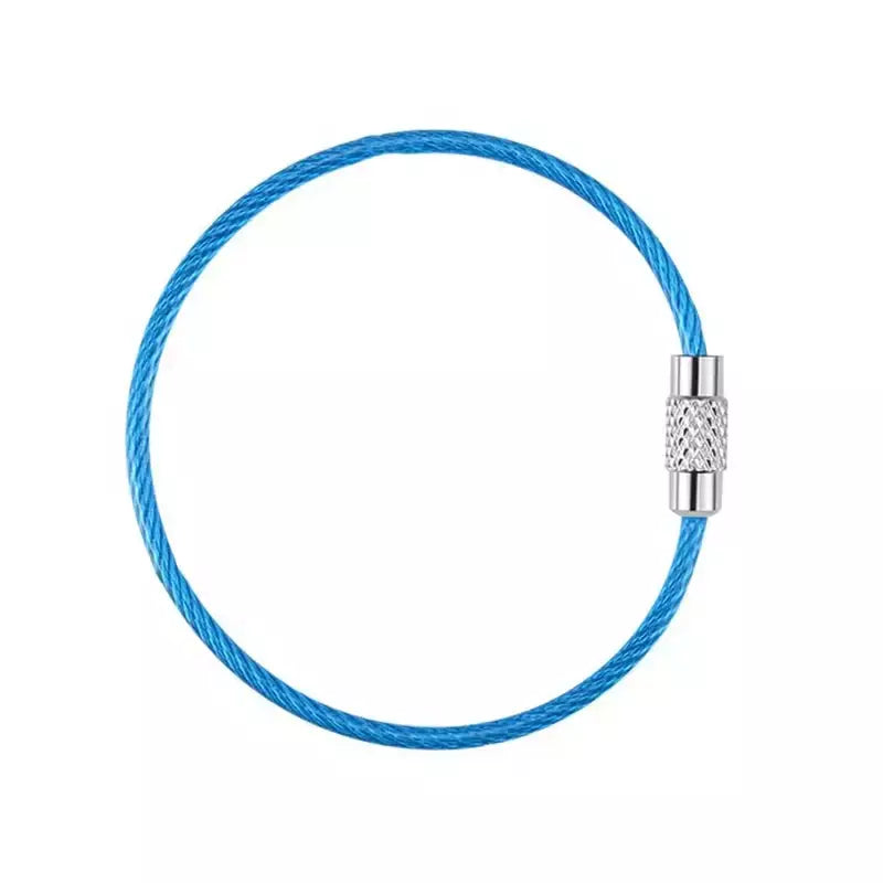 Chaveiro de corda de fio de aço de 5-10 peças, chaveiro de aço inoxidável revestido de pvc de 2mm, etiqueta de bagagem, acessórios de chaveiro coloridos