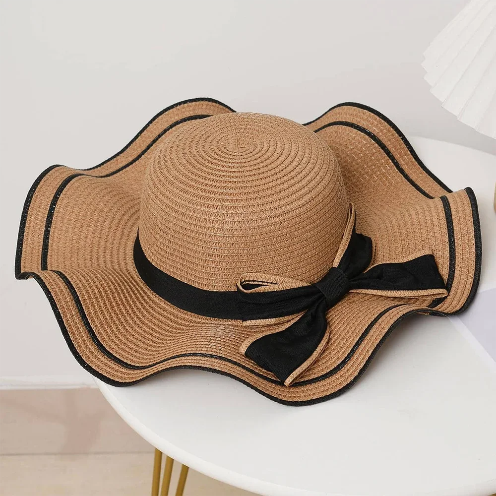 Chapéu de palha praia verão feminino, rosto fresco cobrindo, chapéu de sol versátil de viagem, sombrinha