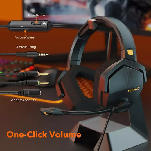 NUBWO N16 Gaming Headset Microfone com cancelamento de ruído, fone de ouvido com fio de som estéreo para PS5, PS4, Xbox One, Switch, PC, fone de ouvido para jogadores