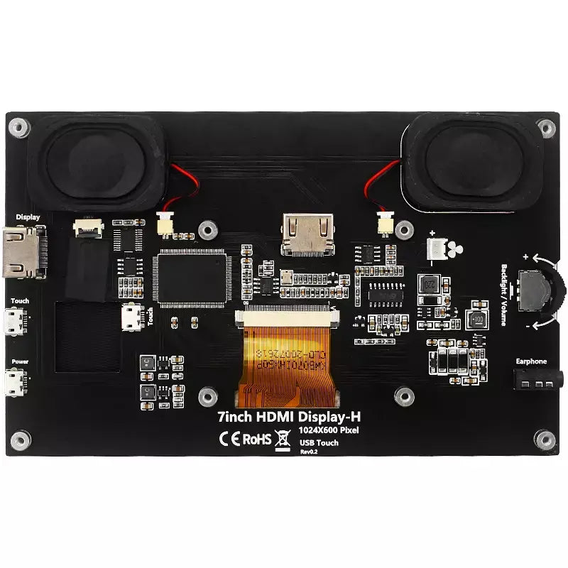 7 Polegada display portátil ips lcd tela de toque capacitivo 1024x600 monitor alto-falantes opcionais para raspberry pi 5 4b 3b + computador portátil