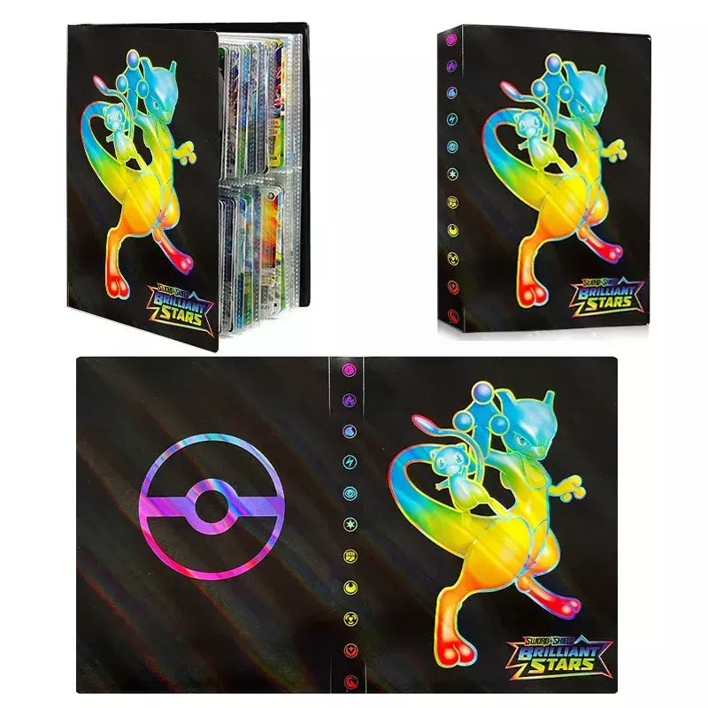 Álbum de cartões 4/9 protetor 240/540 pçs cartão livro mapa carta titular pasta dos desenhos animados charizard mewtwo vmax gx cartões coleção pasta