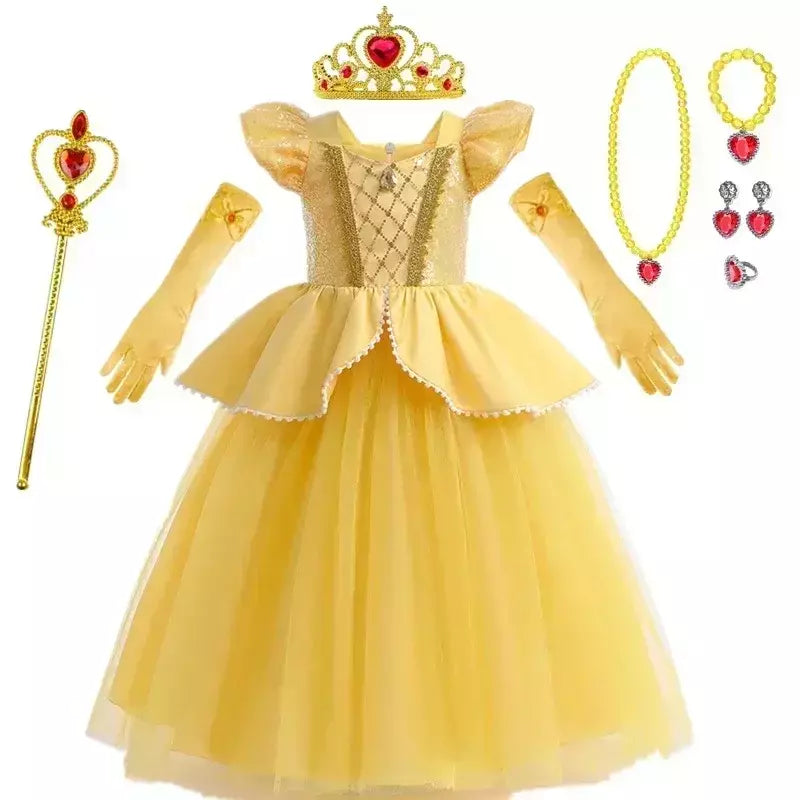 Rapunzel vestido para meninas cinderela belle vestir-se fantasia crianças aniversário princesa traje crianças roupas de festa de halloween 3-10y