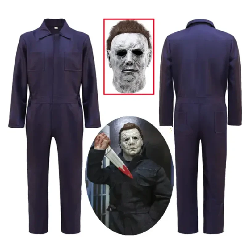 Michael myers traje máscara cosplay halloween macacão roupas horror sangrento assassino carnaval festa traje para adultos