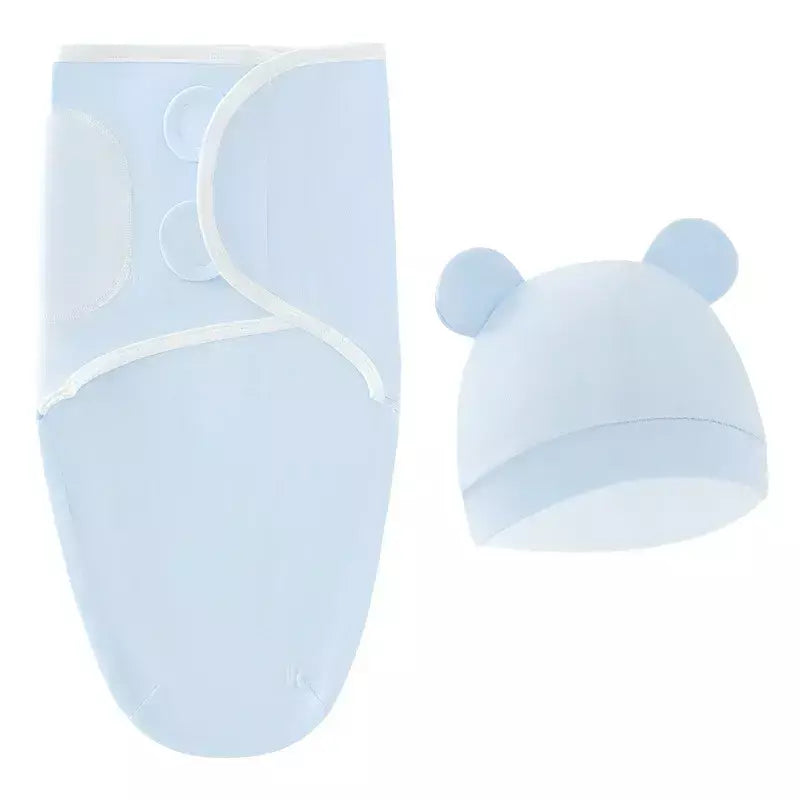 0-3 meses bebê recém-nascido saco de dormir com chapéu conjunto ajustável bebê swaddle cobertor verão fino respirável algodão macio meninos meninas