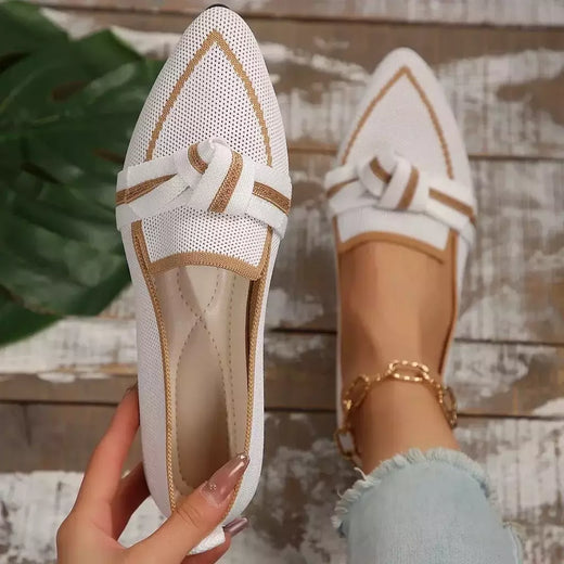 Mocassins femininos de malha, tênis de caminhada casual, tênis respirável, cor sólida confortável, dedo do pé apontado, novo, 2022, 2024