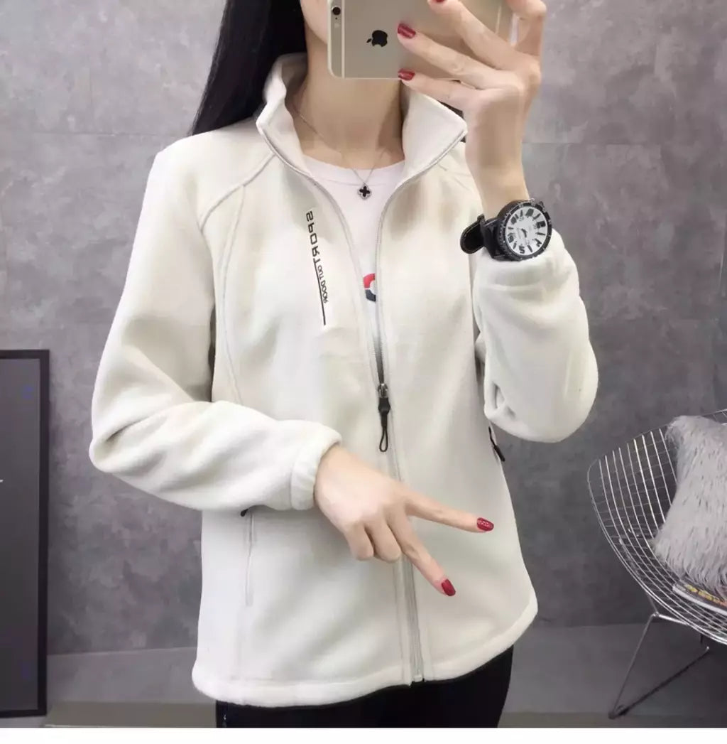 Casacos de lã tamanho grande para mulheres, cardigã quente, roupas esportivas casuais ao ar livre, caminhadas, jogging, ioga, jaquetas femininas, inverno, primavera