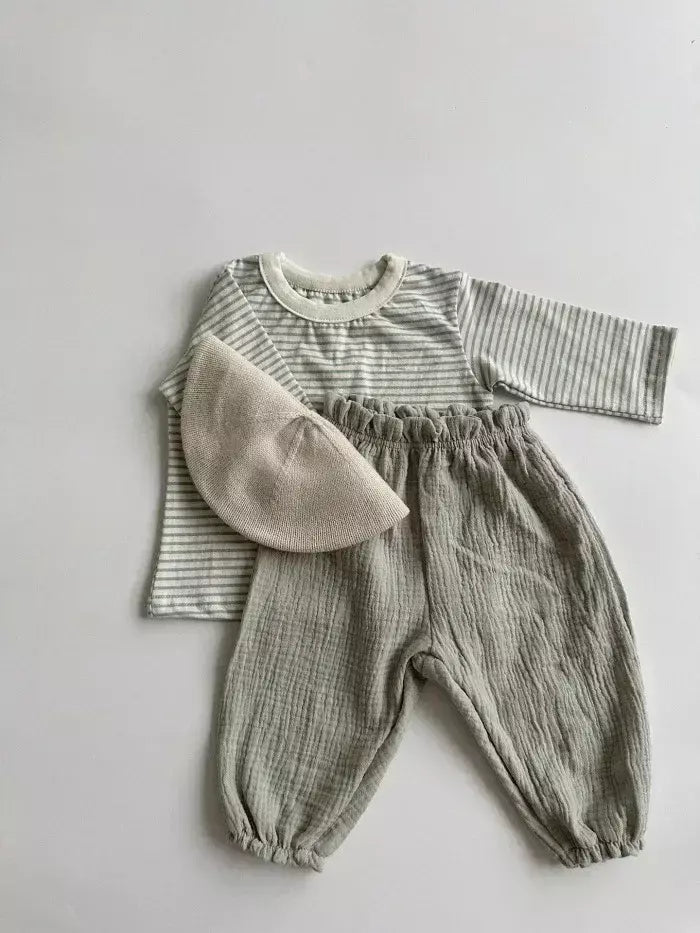 Calças de bebê de algodão orgânico recém-nascidos outono primavera verão inverno bonito impressão macia musselina roupas calças pantalons capris