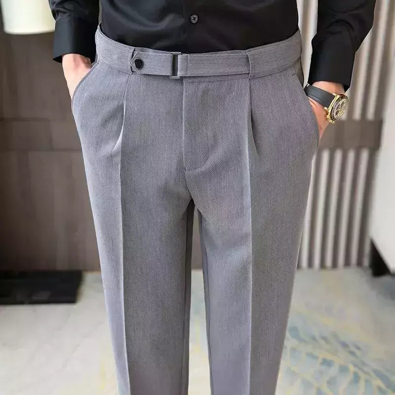 Calça de negócios justa masculina recortada, calça reta elástica, terno masculino de alfaiataria social, estiramento formal tressed, verão, 9 calças recortadas