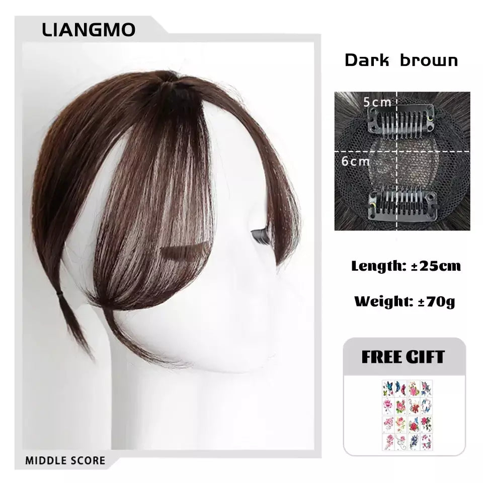 Lm fino 3d ar franja de cabelo em linha reta puro franja clipe em extensões de cabelo topper franja 3d invisível sem costura cabeça peruca de cabelo