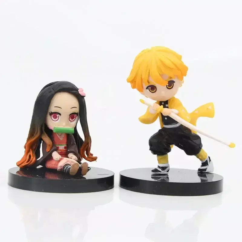 6 pçs/set 6cm Anime Demon Slayer Boneca Brinquedo Q Posket Kimetsu No Yaiba Kamado Tanjirou Kamado Nezuko Agatsuma Figuras de Ação Presentes
