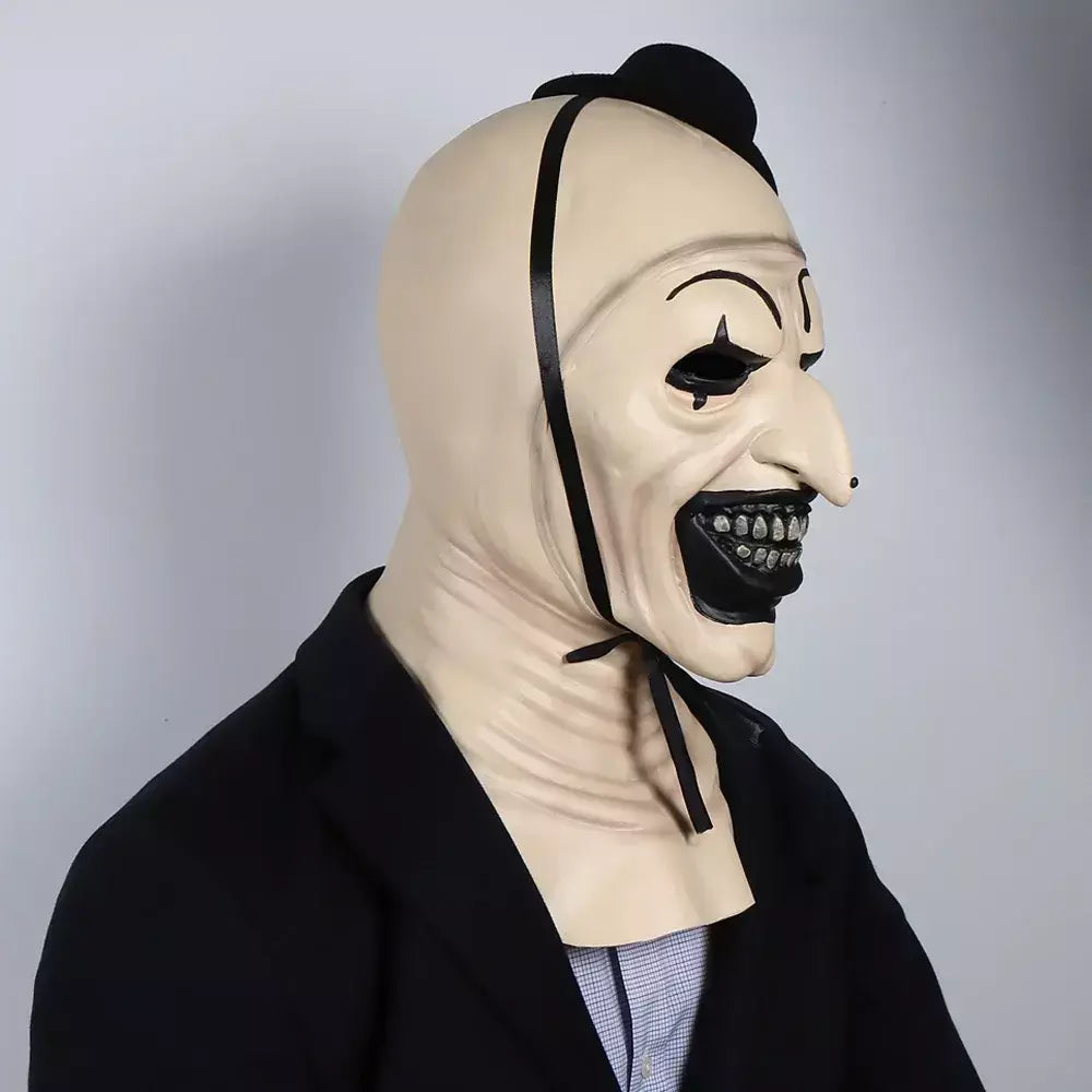 Horror Terrifier Palhaço Cosplay Máscara, Látex, Suave, Demônio, Mal, Coringa, Festa de Halloween, Fantasia, Adulto, Tamanho Único