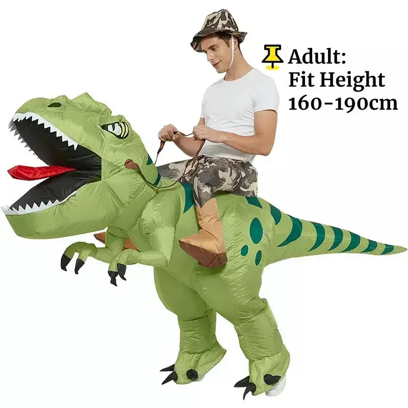 Traje de dinossauro inflável para adultos e crianças, Velociraptor, Festa de Carnaval de Halloween, Desenhos Animados Divertidos, Role Playing