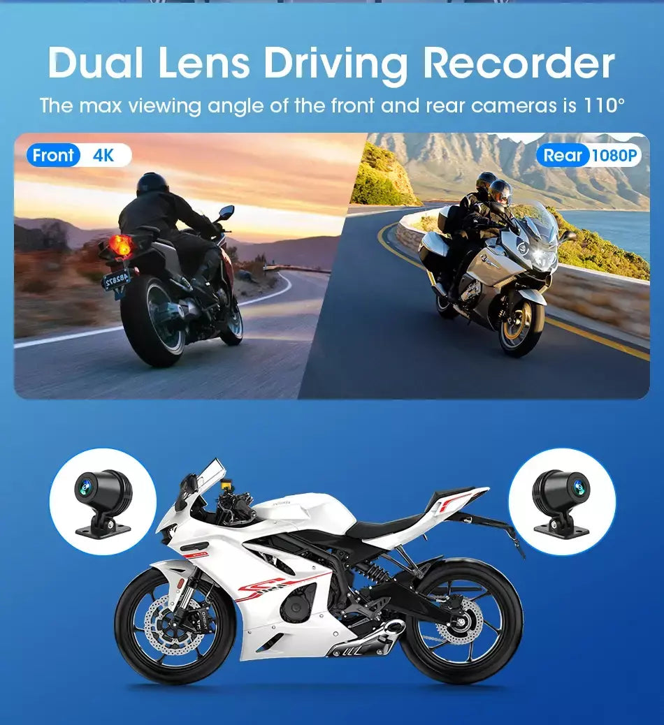 Jmcq portátil 8.1 polegada ip67 à prova dip67 água motocicleta 4k dvr navegação gps sem fio carplay android auto moto gravador monitor