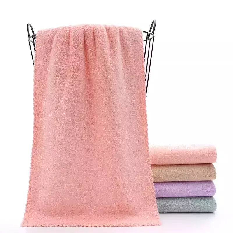 Toalha de rosto absorvente de microfibra grossa, alta densidade, velo coral, secagem rápida, macio, absorvente, limpo, rosto