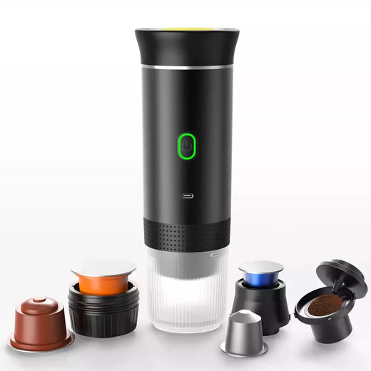 Máquina de café expresso portátil elétrica sem fio, 3 em 1, cápsula em pó, cafeteira de viagem, carro e casa Camping