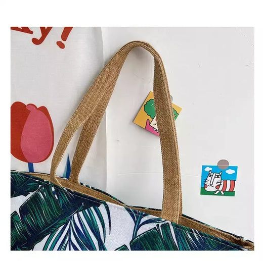 Bolsa de lona dobrável para mulheres, impressão de flores, grafite, bolsa de ombro, casual, tamanho grande, moda feminina
