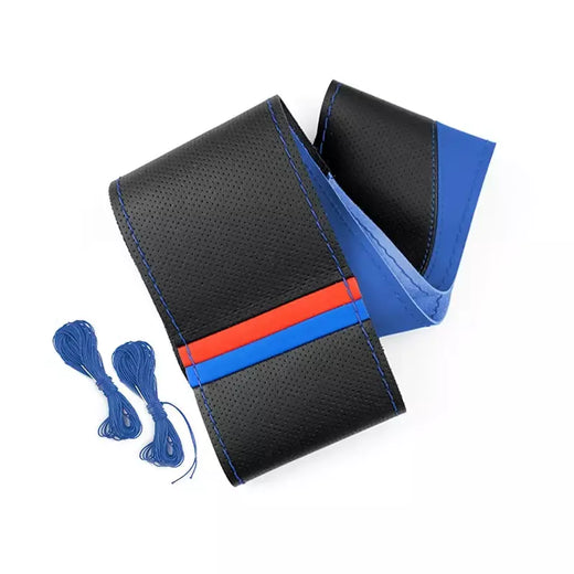 Capa trançada universal para volante de carro, 38cm, agulhas e linha, couro de microfibra macio, textura diy, acessórios automotivos