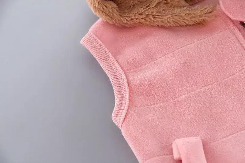 Conjunto infantil de três peças com capuz, terno casual confortável para menino, quente, fofo, moda menina, 12M-4 anos, outono, inverno, novo