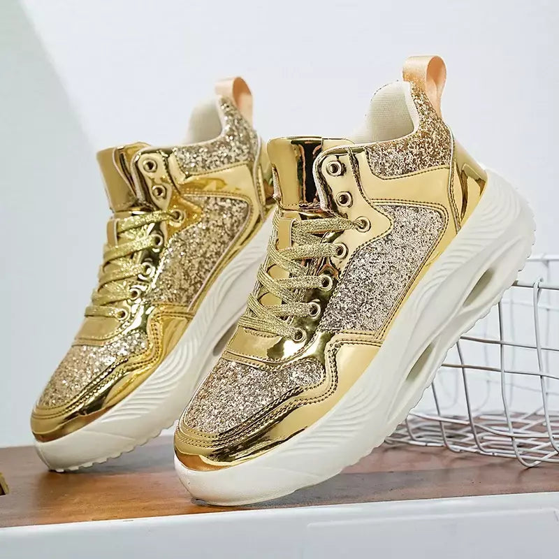 Mulheres de luxo esporte tênis corrida ouro dos homens treinamento atlético caminhada tênis confortável luz casal sapatos esportivos diários