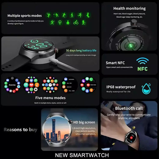Xiaomi relógio inteligente masculino ms. nfc gps 360*360 1.52amoled hd screentracker bússola bluetoothcall ip68 esporte freqüência cardíaca smartwatch