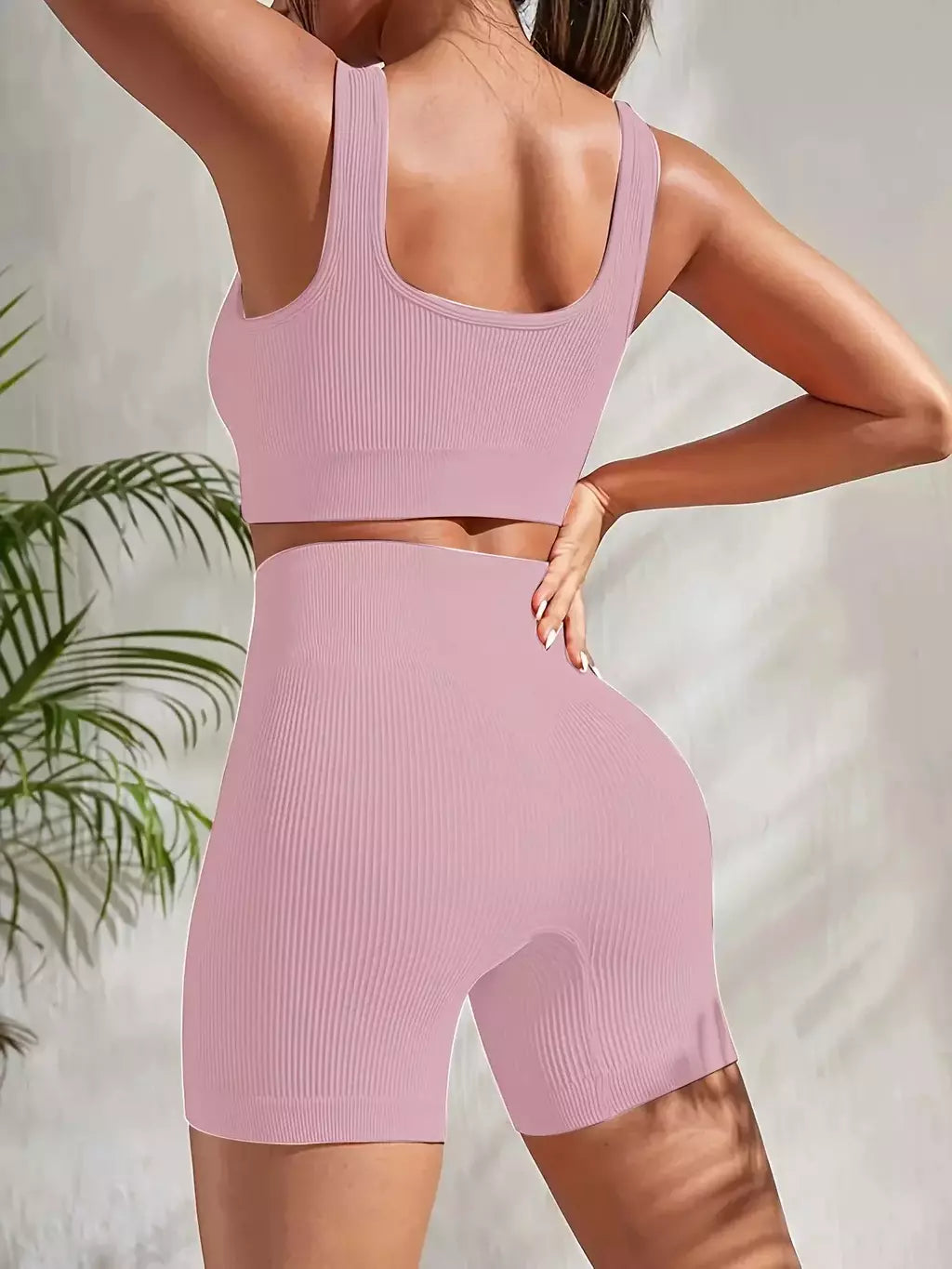 Terno de Yoga Esportivo de Secagem Rápida para Mulheres, Fitness Wear, Rosqueado, Shorts Apertados, Roupas de Treino Apertadas, Pêssego, Clássico