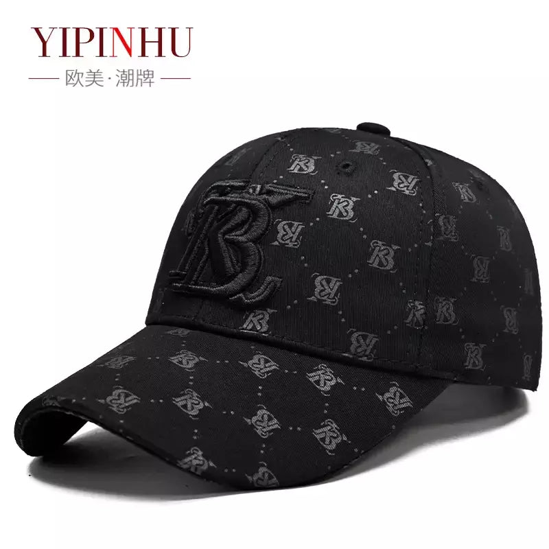 Boné de beisebol masculino estampado na moda, todo preto, tudo combina, maré de rua, marca pica, chapéu masculino, verão