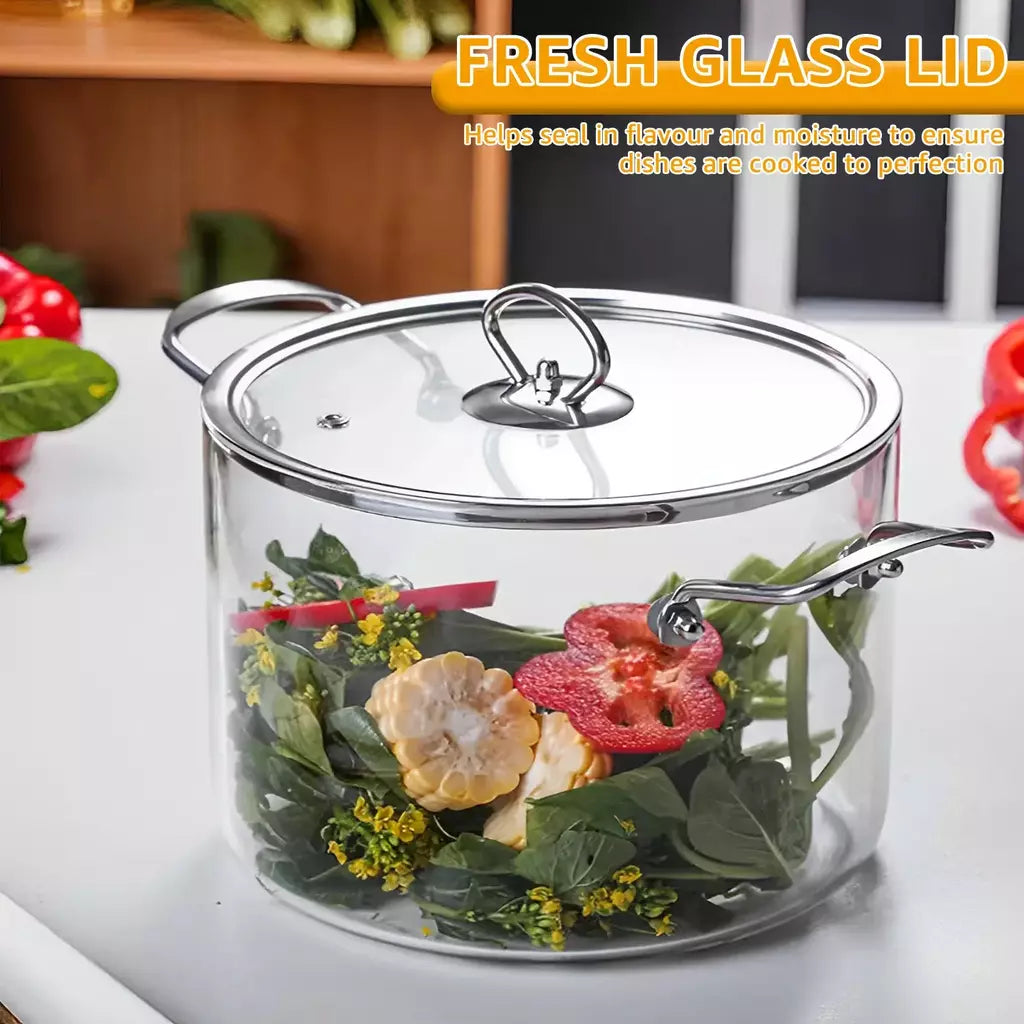 Panela de vidro 2,5l/3,5l com tampa para fogão panela transparente de alto borosilicato para cozinhar chá, sopa, ferramentas de cozinha