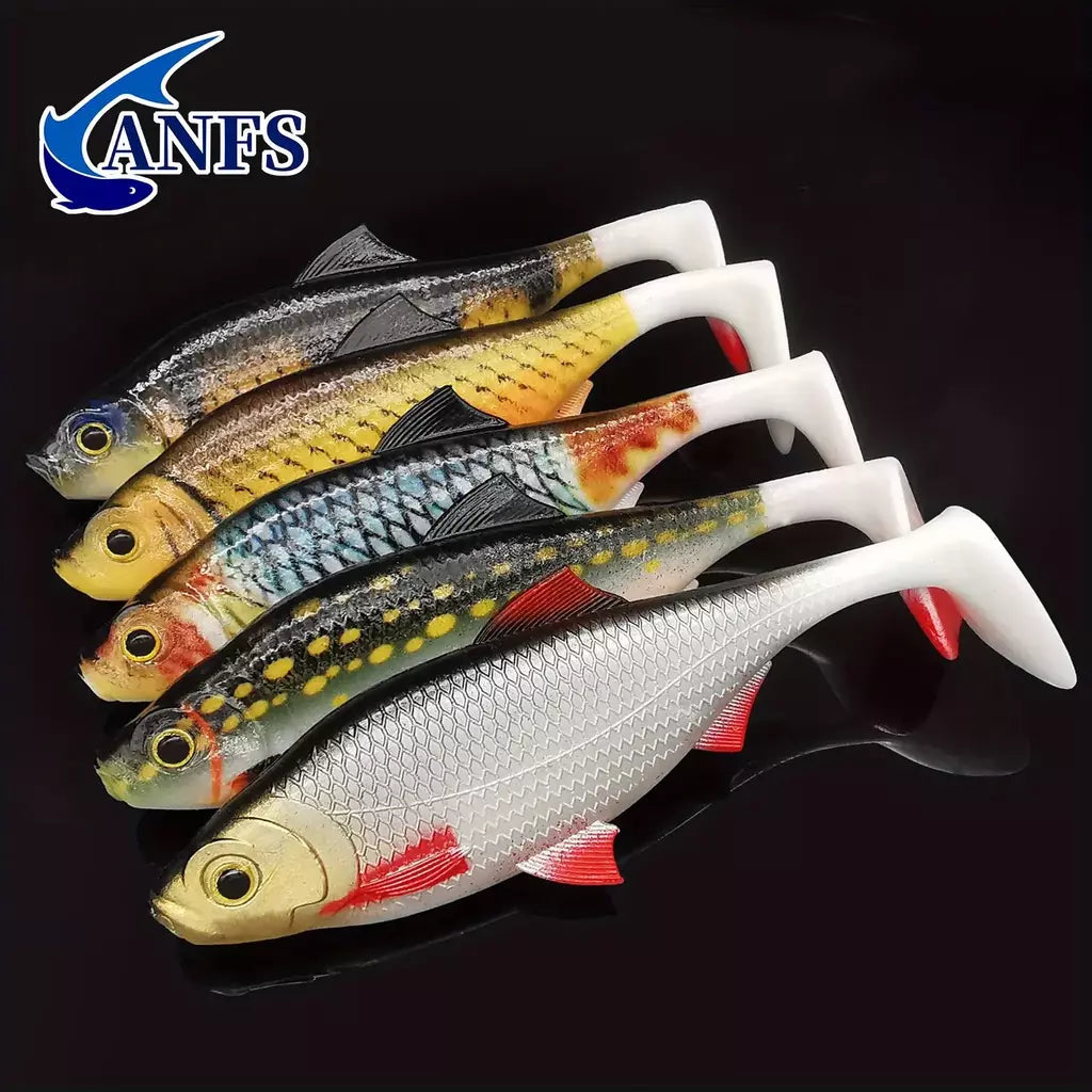 Anfs 2 pçs kit de pesca macia 3d 14cm/5.5 Polegada isca artificial shad pique poleiro zander bagre equipamento de pesca isca artificial
