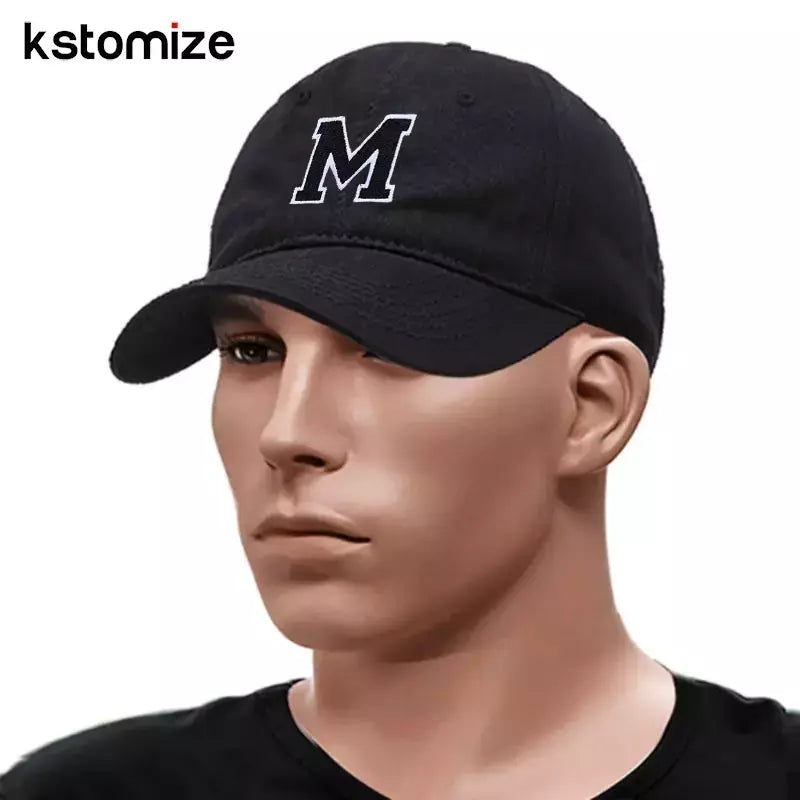 Boné bordado de algodão macio, letra inicial A-Z Snapback Caps para homens e mulheres, elegante equipe esporte viseiras, preto, alta qualidade