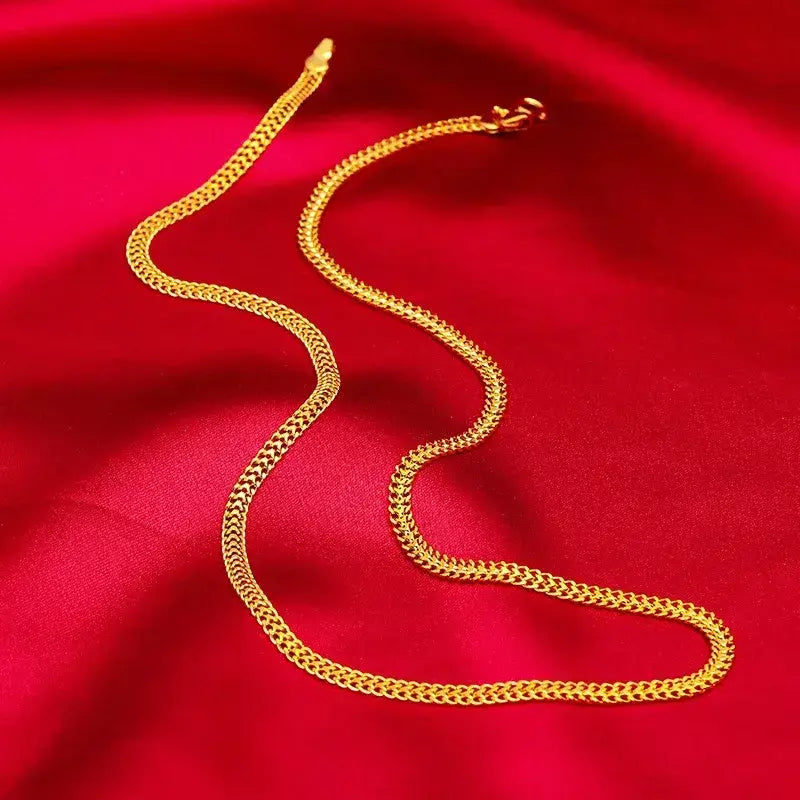 Feminino 9999 24k ouro real massa frita torção corrente colar de ouro moda massa frita torções colar de jóias de ouro