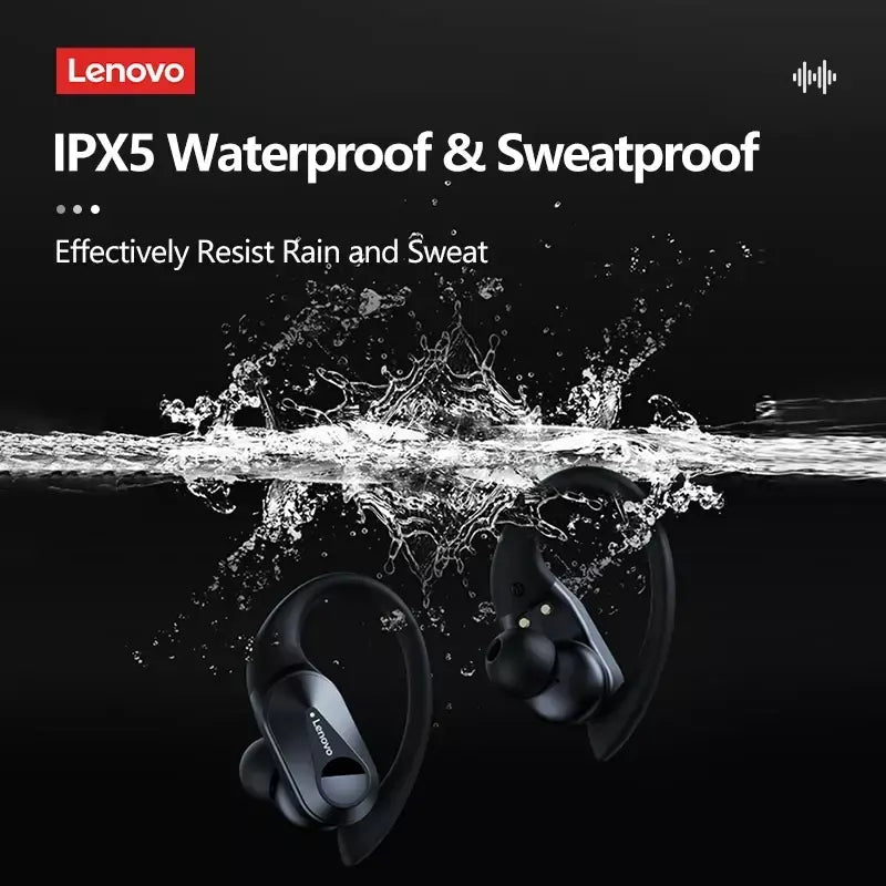 Lenovo lp75 ows sem fio bluetooth 5.3 fones de ouvido gaming redução ruído display digital led à prova dwaterproof água esportes