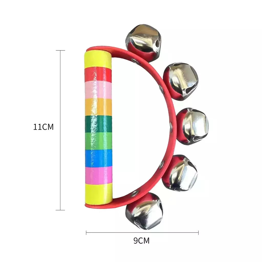 Sleigh Bells de Natal para crianças Jingle Bells, instrumento de sino musical cabo de madeira, presente para meninos e meninas, 1pc
