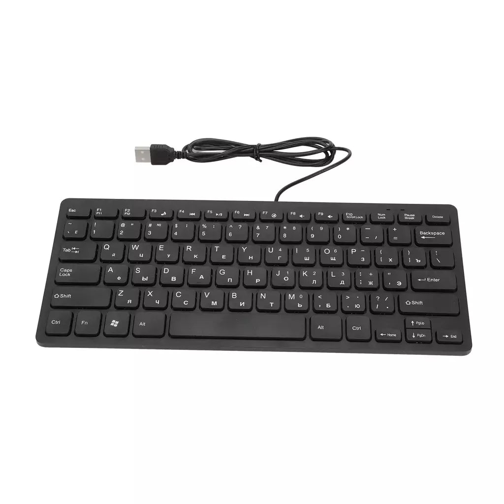 Fino USB Wired Teclado de computador Desktop, 78 Teclas, Alemão, Russo, Francês, Pequeno Idioma, Casa, PC, Laptop