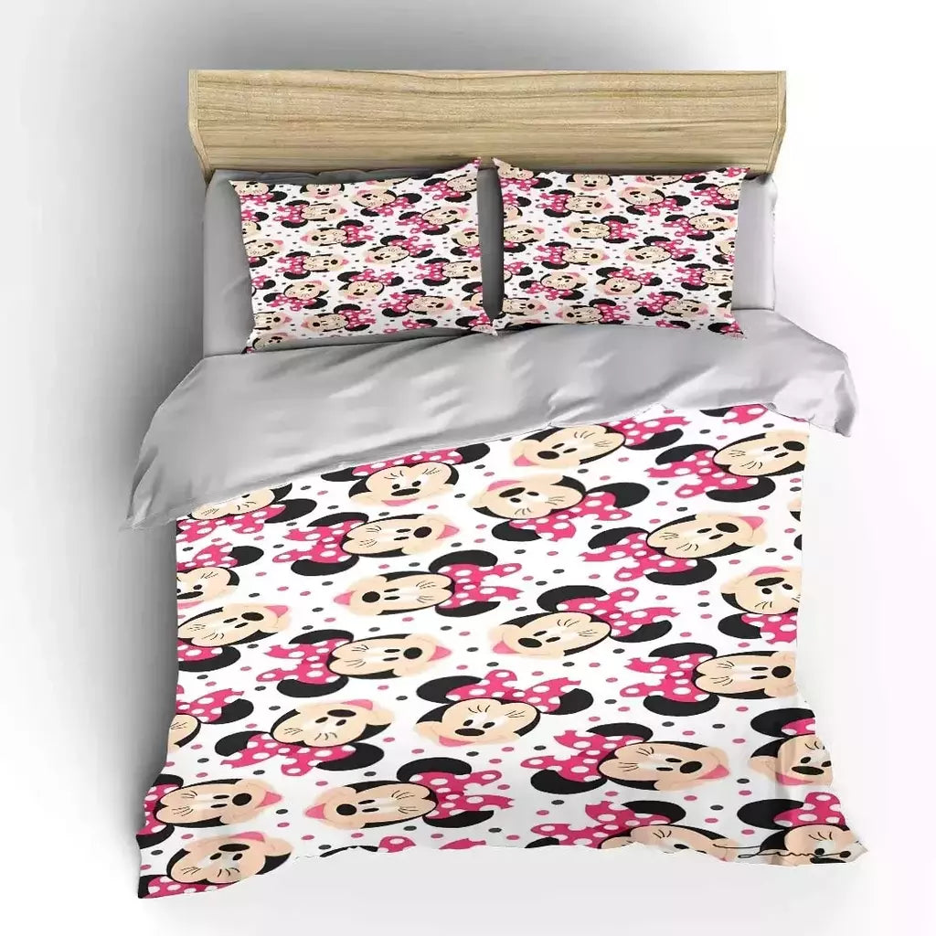 Mickey e Minnie Conjunto de cama para crianças, Fluffy Cartoon Comforter Cover, US Twin Bedclothes, Queen Size, macio, bebê, 3pcs