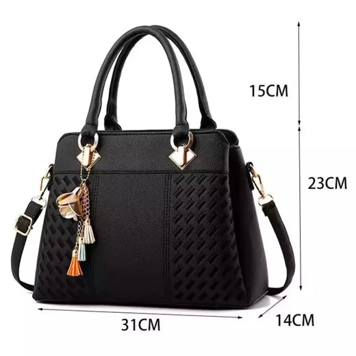Bolsa crossbody de couro PU para mulheres, alça superior, bordada, bolsa de ombro elegante, bolsas de mão estilo simples para senhora