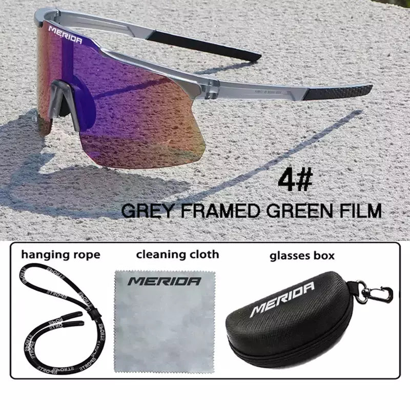 Merida-Óculos de sol para homens e mulheres, óculos esportivos, UV400, óculos de equitação, mountain bike, bicicleta de estrada, lentes ao ar livre com estojo