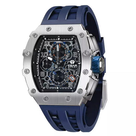 Tsar bomba tonneau relógios masculinos cristal de safira relógio de pulso vermelho à prova dwaterproof água cronógrafo data luxo presente natal para homem