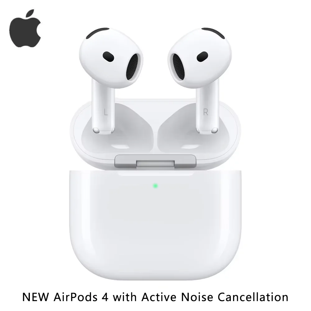 Novo Apple AirPods 4 suporta cancelamento de ruído ativo com estojo de carregamento MagSafe (USB-C) Fones de ouvido Bluetooth quarta geração