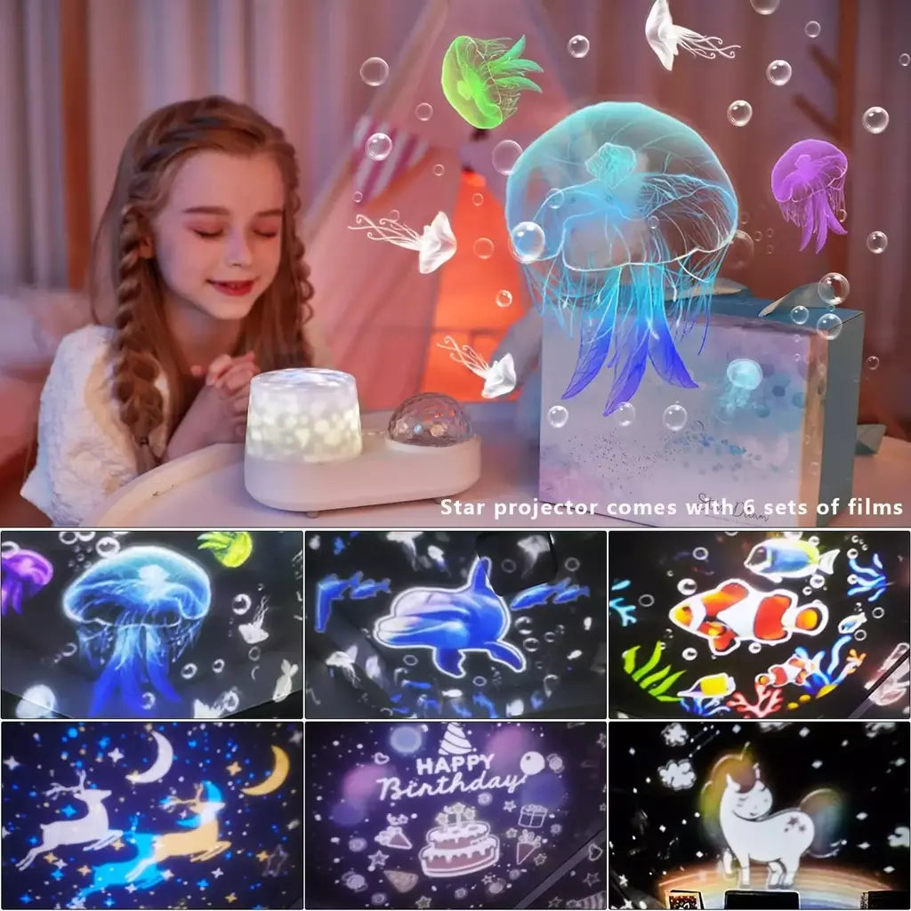 Ocean Jellyfish Lamp Projector para Crianças, Star Galaxy Night Light, Rotação 360 °, Sala, Aniversário, Presentes de Natal para Meninos e Meninas