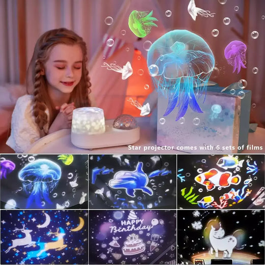 Ocean Jellyfish Lamp Projector para Crianças, Star Galaxy Night Light, Rotação 360 °, Sala, Aniversário, Presentes de Natal para Meninos e Meninas