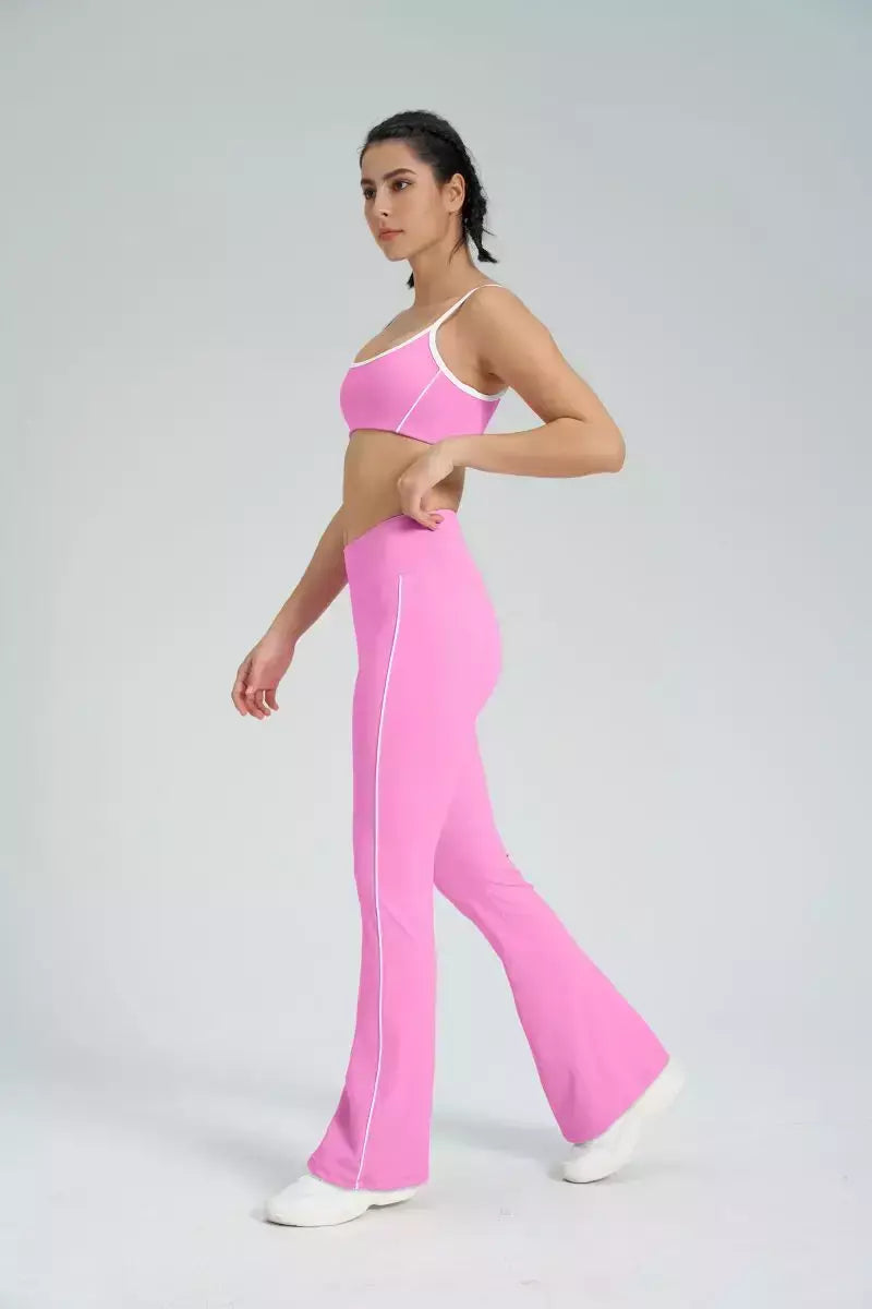 Terno de Yoga Patchwork de duas peças para mulheres, cintura alta Flare Leggings, roupas de treino Fitness Sportswear agasalho