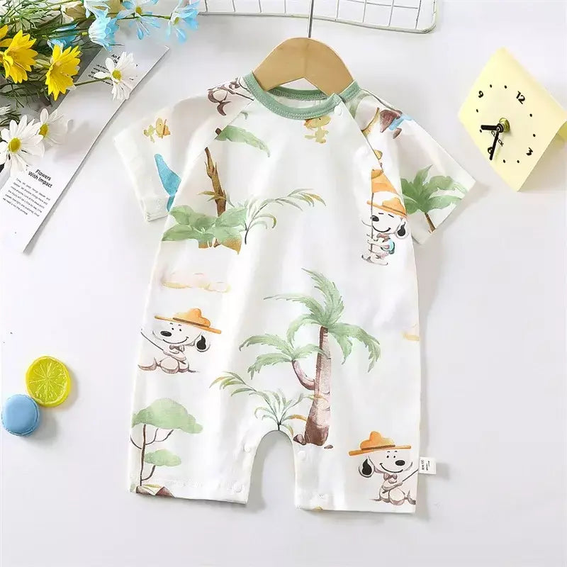Bonito dos desenhos animados do bebê macacão verão de manga curta algodão fino recém-nascido roupas infantis bodysuit meninos meninas rastejando roupas macacão