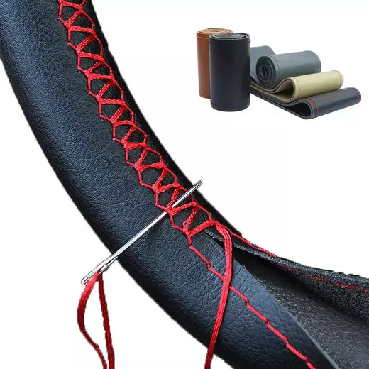 Soft Fiber Couro Volante Cobre, Trança Universal, Volante de Carro com Agulhas e Rosca, Acessórios Interiores, DIY, 1Pc