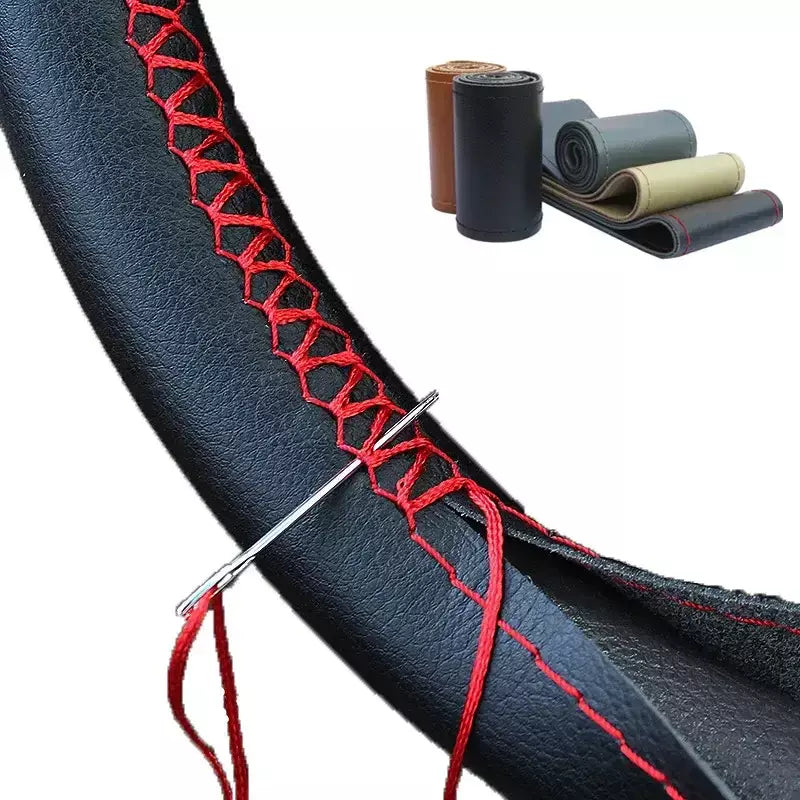 Soft Fiber Couro Volante Cobre, Trança Universal, Volante de Carro com Agulhas e Rosca, Acessórios Interiores, DIY, 1Pc