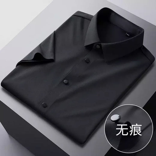 Camisa de spandex fina de manga comprida masculina, manga curta, elástica alta
