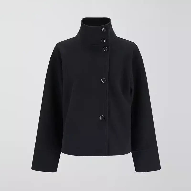 Gola feminina casacos de lã de inverno 2024 nova moda único breasted feminino manga longa jaquetas senhora do escritório rua casaco curto