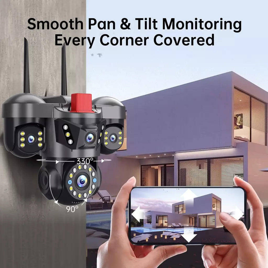 10k 20mp uhd ao ar livre wifi câmera ip 16x zoom 4 lente 4 telas ai rastreamento automático proteção de segurança ptz cctv vigilância por vídeo
