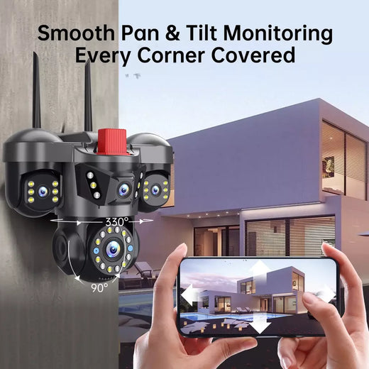 10k 20mp uhd ao ar livre wifi câmera ip 16x zoom 4 lente 4 telas ai rastreamento automático proteção de segurança ptz cctv vigilância por vídeo
