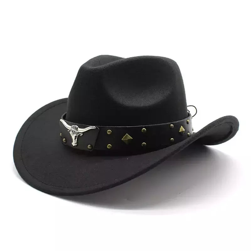 Mulheres e Homens Lã Ocidental Chapéu de Cowboy, Cavalheiro Senhora Jazz Cloche Sombrero Bonés, Tamanho Grande, Inverno, Outono, Novo, 2