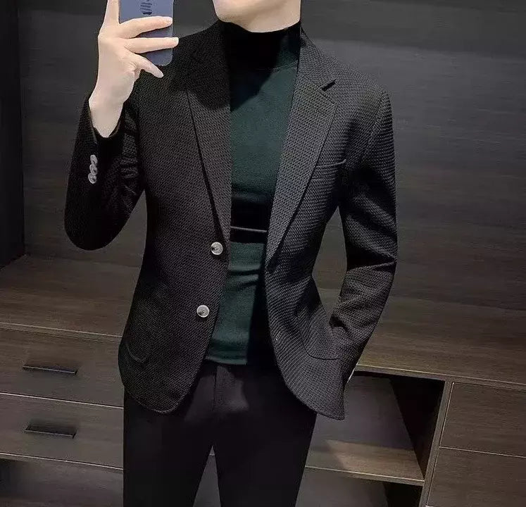 Blazer fino preto slim fit masculino, jaquetas masculinas, casaco de negócios, estilista de luxo, roupas de alta qualidade, novo, 2021